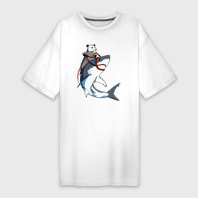 Платье-футболка хлопок с принтом Опоссум верхом на акуле ,  |  | shark | акула | акулы | белая | катран | опоссум | рыба | селахия | тигровая | тупорылая | хищник | шарк