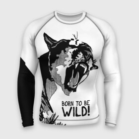 Мужской рашгард 3D с принтом Born to be wild Cougar ,  |  | Тематика изображения на принте: angry | born to be wild | cougar | fangs | open mouth | predator | wild | дикая | злая | клыки | открытая пасть | пума | рожден быть диким | хищник