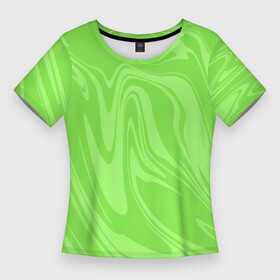 Женская футболка 3D Slim с принтом ЗЕЛЕНЫЕ РАЗВОДЫ КРАСКИ  МРАМОРНЫЙ ,  |  | Тематика изображения на принте: liquid | абстракция | акварель | волны | градиент | жидкость | зеленый | краска | мрамор | разводы | смесь красок