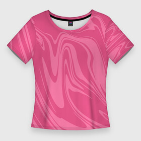 Женская футболка 3D Slim с принтом РОЗОВЫЕ РАЗВОДЫ КРАСКИ  МРАМОРНЫЙ ,  |  | liquid | абстракция | акварель | волны | градиент | жидкость | краска | мрамор | разводы | розовый | смесь красок