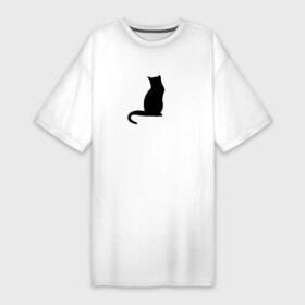 Платье-футболка хлопок с принтом black kitten ,  |  | black cat | pet | антистресс | домашние животные | животные | звери | кисун | кошка | любимчик | чёрная кошка