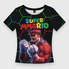 Женская футболка 3D Slim с принтом ММАРИО  ММА  Супер Марио  Super Mario ,  |  | 8 бит | mario | mma | super mario | бои без правил | гексагоны | денди | игра марио | качок | луиджи | мма | ммарио | надпись марио | нинтендо | сега | супер марио | супер ммарио | шестиугольники