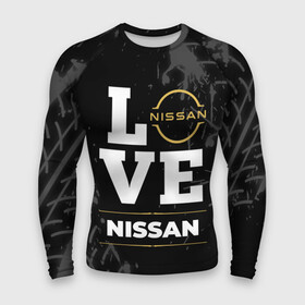 Мужской рашгард 3D с принтом Nissan Love Classic со следами шин на фоне ,  |  | auto | brand | logo | love | nissan | symbol | авто | бренд | лого | ниссан | символ | следы | шины