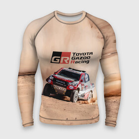 Мужской рашгард 3D с принтом Toyota Gazoo Racing  Desert  Rally ,  |  | car | competition | off road vehicle | racing | rally | toyota | автомобиль | внедорожник | гонка | пустыня | ралли | соревнование | тойота