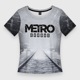 Женская футболка 3D Slim с принтом METRO  ЛОГОТИП ,  |  | Тематика изображения на принте: emblem | exodus | horror | logo | metro 2033 | metro exodus | survival | игры | исход | лого | логотип | метро | метро 2035 | эмблема