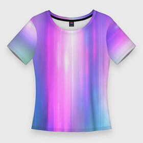 Женская футболка 3D Slim с принтом Northern lights, Северное сияние, неоновое свечение ,  |  | blur | northern lights | абстрактный | неон | огоньки | полосы | размытый | розовый | северное сияние | фиолетовый