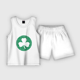 Детская пижама с шортами хлопок с принтом Green Celtics ,  |  | Тематика изображения на принте: basketball | game | nba | sport | баскетбол | баскетболист | бостон | игра | мяч | нба | спорт | спортсмен