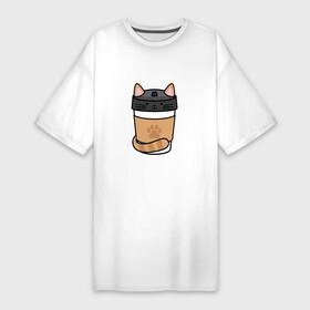 Платье-футболка хлопок с принтом THE CAT IN THE JAR ,  |  | вдохновляющий | забавный | милый | позитив | счастливый | упаковка