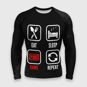 Мужской рашгард 3D с принтом Eat, Sleep, PUBG, Repeat ,  |  | battlegrounds | eat sleep repeat | logo | pubg | батлграунт | игра | игры | краска | краски | лого | логотип | пабг | символ