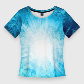 Женская футболка 3D Slim с принтом Лед  Вспышка света ,  |  | вспышка | зима | лед | свет | снежинки | узоры