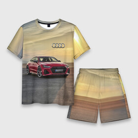 Мужской костюм с шортами 3D с принтом Audi RS 7 на закате солнца  Audi RS 7 at sunset ,  |  | audi rs 7 | car | clouds | desert | germany | nature | prestige | sky | sunset | автомобиль | ауди | германия | закат | небо | облака | престиж | природа | пустыня | солнце