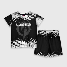 Детский костюм с шортами 3D с принтом Chaoseum  Logo  Grunge ,  |  | chaoseum | emblem | grunge | logo | music | rock | гранж | лого | логотип | музыка | рок | чаосеум | эмблема