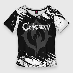 Женская футболка 3D Slim с принтом Chaoseum  Logo  Grunge ,  |  | chaoseum | emblem | grunge | logo | music | rock | гранж | лого | логотип | музыка | рок | чаосеум | эмблема