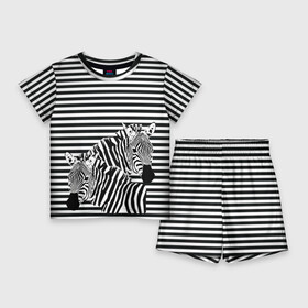 Детский костюм с шортами 3D с принтом Матросы на зебрах ,  |  | вмф | геометрия | зебра | иллюзия | линии | матроска | психическая атака | тельник | тельняшка