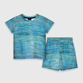 Детский костюм с шортами 3D с принтом Abstract pattern  Waves  Абстрактный паттерн  Волны ,  |  | abstraction | fashion | pattern | wave | абстракция | волна | мода | паттерн