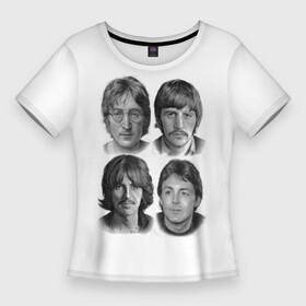 Женская футболка 3D Slim с принтом LEGENDS JOHN LENNON PAUL MCCARTNEY RINGO STARR GEORGE HARRISON ,  |  | 80 е | винтаж | гитара | группа | музыка | музыкант | ретро