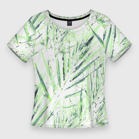 Женская футболка 3D Slim с принтом Листья Пальмы Нарисованные Маслом ,  |  | jungles | palm | palm tree | summer | акварель | букет | деревья | джунгли | лето | листья | нарисованные | пальма | пасло | природа | растение | флора