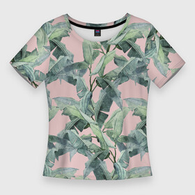 Женская футболка 3D Slim с принтом Листья Пальм Нарисованные Карандашом ,  |  | jungles | palm | palm tree | summer | акварель | букет | деревья | джунгли | карандаш | лето | листья | пальма | природа | растение | флора
