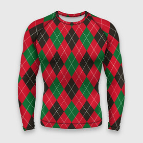 Мужской рашгард 3D с принтом классический аргайл ,  |  | argyle | english style | geometric figure | geometric pattern | geometry | harlequin | red | rhombuses | tartan | английский стиль | аргайл | арлекин | белый | геометрическая фигура | геометрический рисунок | геометрия | зеленый | классика | кра