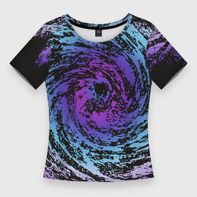 Женская футболка 3D Slim с принтом Галактика Неон ,  |  | neon | space | tie dye | галактика | космос | неон | тай дай