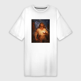 Платье-футболка хлопок с принтом Небесный огонь в руке Сварога ,  |  | бог сварог | сварог | славяне | славянская религия | славянская символика | язычество