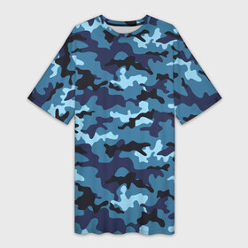 Платье-футболка 3D с принтом Камуфляж Тёмно Синий  Camouflage Dark Blue ,  |  | blue | camo | camouflage | dark | камуфляж | синий | тёмный