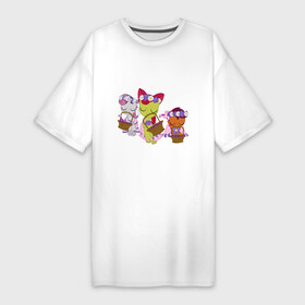 Платье-футболка хлопок с принтом POSITIVE PONIES ,  |  | волшебный | единорог | животные | забавные | лошади | милые | позитив | пони | счастливые