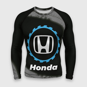 Мужской рашгард 3D с принтом Honda в стиле Top Gear со следами шин на фоне ,  |  | auto | brand | gear | honda | logo | symbol | top | авто | бренд | гир | лого | символ | следы | топ | хонда | шин | шины