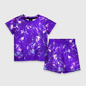 Детский костюм с шортами 3D с принтом Psychedelic abstract ,  |  | Тематика изображения на принте: без лишнего | на каждый день | на лето | неон | рисунок | текстура | узор | узоры | фиолетовая | фиолетовый | яркая | яркий
