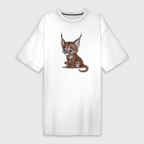Платье-футболка хлопок с принтом Милашка котик с огромными ушами ,  |  | cat | cutie | ears | eyes | kitten | muzzle | nose | paws | tail | глаза | кот | котёнок | кошка | лапы | милашка | мордочка | нос | уши | хвост