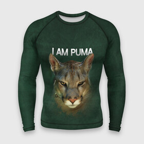 Мужской рашгард 3D с принтом I am puma Messi ,  |  | зверь | кошка | месси | надпись | пума