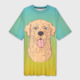 Платье-футболка 3D с принтом Морда пса Лабрадор ,  |  | лабрадор | пес | песик | собака | собачка