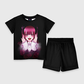 Детский костюм с шортами 3D с принтом Девушка суккуб ,  |  | аниме | девушка | демон | лиз | персонаж | розы | суккуб | улыбка