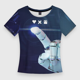 Женская футболка 3D Slim с принтом Love Death and Robots: кто мы ,  |  | robot | robots | андроид | биоробот | будущее | искусственный интеллект | машина | механическая рука | разум | робот | роботы | рука | сериал | фантастика | фильм