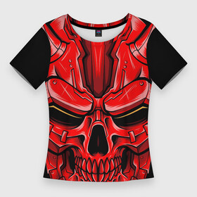 Женская футболка 3D Slim с принтом Жестокий красный демон ,  |  | ад | демон | дьявол | жестокость | зло | кости | красный | миф | мифология | монстр | рога | сила | скелет | тьма | ужас | хоррор | череп | чудовище | энергия