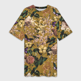 Платье-футболка 3D с принтом Цветы Астры и Гибискусы ,  |  | flowers | summer | астры | букет | гибискусы | лето | природа | растение | флора | цветы