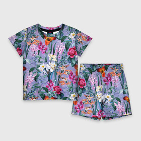 Детский костюм с шортами 3D с принтом Цветы Пионы и Тигриди ,  |  | Тематика изображения на принте: flowers | summer | букет | лето | пионы | природа | растение | тигриди | флора | цветы