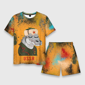 Мужской костюм с шортами 3D с принтом Nft token art USSR ,  |  | token | крокодил | серп и молот | ссср | токены