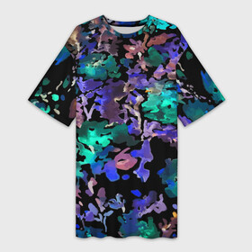 Платье-футболка 3D с принтом Floral pattern  Summer night  Fashion trend 2025 ,  |  | abstraction | fashion | flowers | neon | night | pattern | summer | trend | абстракция | лето | мода | неон | ночь | тренд | узор | цветы
