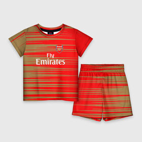 Детский костюм с шортами 3D с принтом arsenal  fly emirates ,  |  | arsenal | fc | football | football club | sport | арсенал | спорт | спортивные | униформа | фирменные цвета | фк | футбол | футбольный клуб