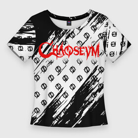 Женская футболка 3D Slim с принтом Chaoseum  Pattern  Logo ,  |  | chaoseum | emblem | logo | music | rock | лого | логотип | музыка | рок | чаосеум | эмблема