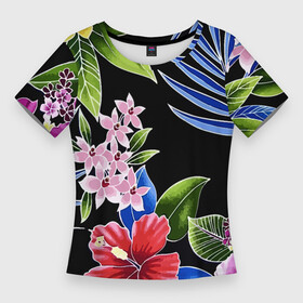 Женская футболка 3D Slim с принтом Floral vanguard composition  Летняя ночь  Fashion trend 2035 ,  |  | composition | fashion | flowers | neon | night | summer | trend | композиция | лето | мода | неон | ночь | цветы