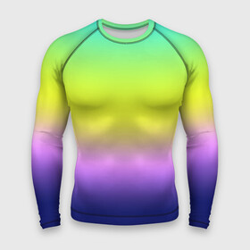 Мужской рашгард 3D с принтом Разноцветный размытый фон градиент ,  |  | gradient | striped | turquoise | violet | бирюзовый | градиент | желтый | полосатый градиент | фиолетовый