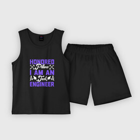 Детская пижама с шортами хлопок с принтом Инженер тестировщик подушек ,  |  | engineer | engineering | it | айти | айтишник | инженер | инженерия | технарь