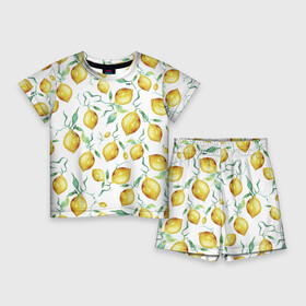 Детский костюм с шортами 3D с принтом Лимоны Нарисованные Акварелью ,  |  | Тематика изображения на принте: lemon | nature | summer | акварель | лето | лимон | нарисованые | природа | фрукты