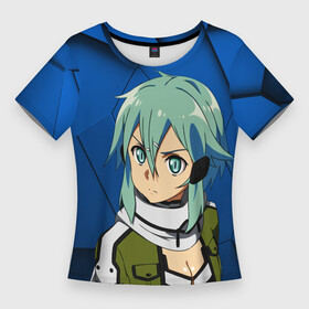 Женская футболка 3D Slim с принтом Синон из Sword Art Online ,  |  | shino asada | sword art online | аниме | асада сино | синон | снайпер