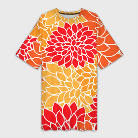 Платье-футболка 3D с принтом Летний цветочный паттерн ,  |  | fashion | flowers | pattern | summer | лето | мода | паттерн | цветы