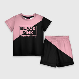 Детский костюм с шортами 3D с принтом BLACKPINK  BIG LOGO ,  |  | black  pink | blackpink | jennie | jisoo | k pop | lalisa | группа | к поп | корейская группа | розовый | черный