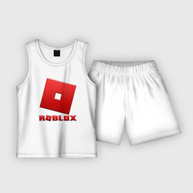 Детская пижама с шортами хлопок с принтом ROBLOX логотип красный градиент ,  |  | roblox | игра | компьютерная игра | логотип | онлайн | онлайн игра | роблакс | роблокс