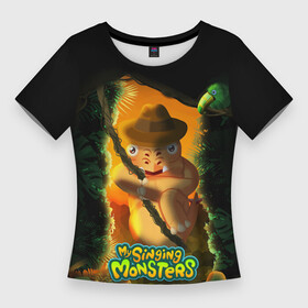 Женская футболка 3D Slim с принтом Stogg ,  |  | Тематика изображения на принте: game | monsters | my singing monsters | my singings monsters | игра | игры | мои поющие монстры | монстры | поющие монстры